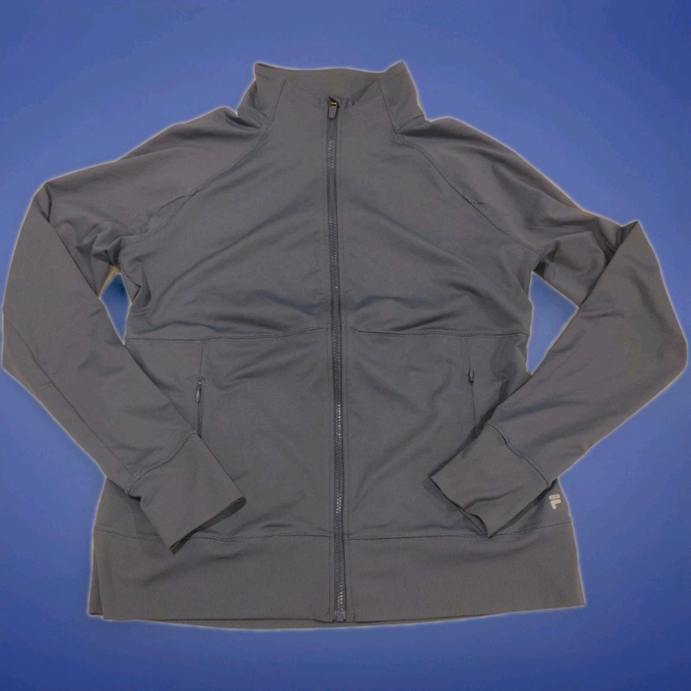 Fila‎ Sports Jacket Women Large Purple  Zip Up Activewear With Thumbholes A2